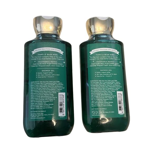 New Sealed‎ Bath & Body Works Shower Gel 10oz Vanilla Bean Noel X2 - Picture 2 of 2